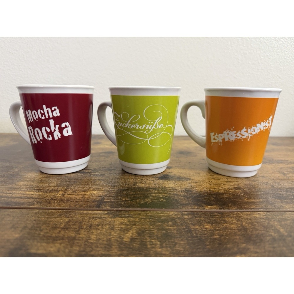McCafe McDonald's German Coffee Mug Cup Red Orange Green White 2010 Germany EUC - Picture 5 of 8